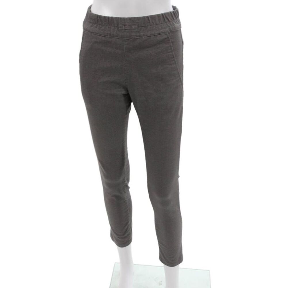 Flog Women Ankle Pants Gray Cotton Check Pull On Size 24